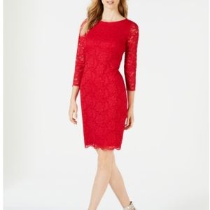CALVIN KLEIN Red Lace Cocktail Dress